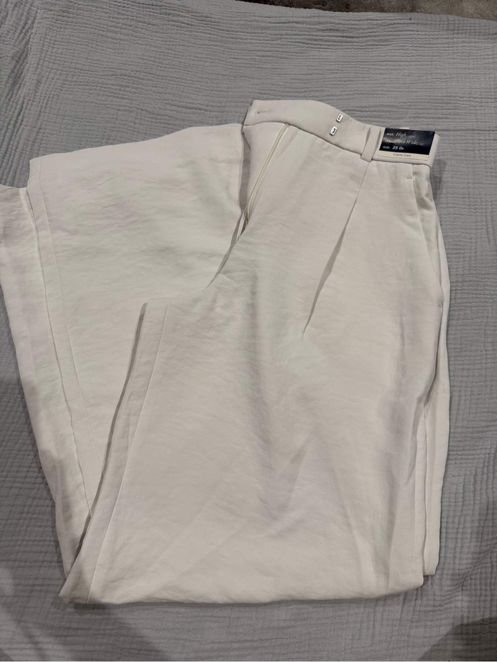 Abercrombie & Fitch Curve Love Off-White Dress Pants - Classic Pleated Trousers